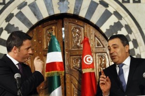 4 marzo 2014 – Il Presidente Renzi in conferenza stampa congiunta con il Primo Minsitro Mehdi Jomaa. Quella in Tunisia è stata la prima visita all'estero del Presidente del Consiglio dall'assunzione dell'incarico.